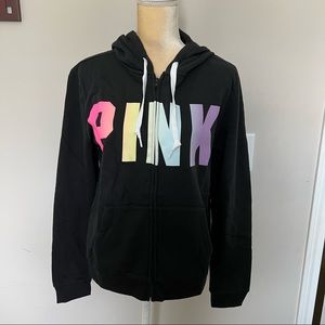 PINK Victoria Secret Black Full Zip Hoodie Size Large L
